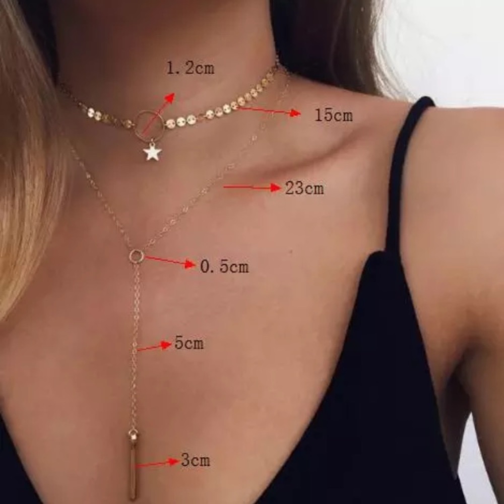 Dainty Gold Choker Lariat Necklace - Picture 2 of 6